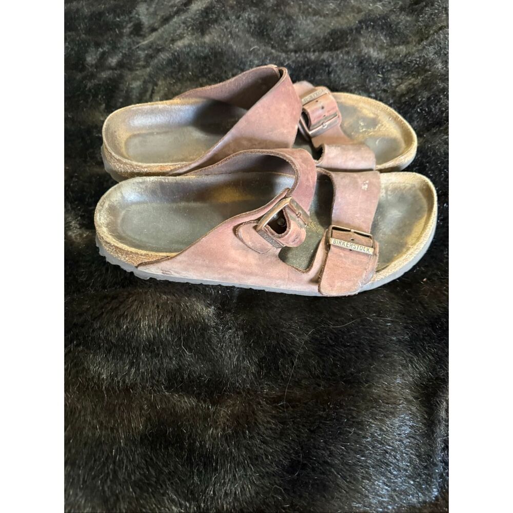 Vintage Birkenstock Arizona distressed Oiled Leather Sandals 8 shoes